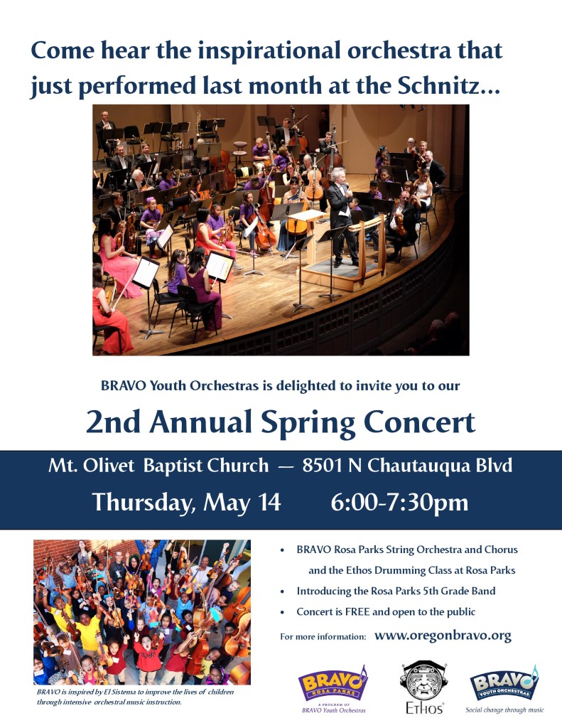 Spring Concert at Mt Olivet, May 14, 6pm